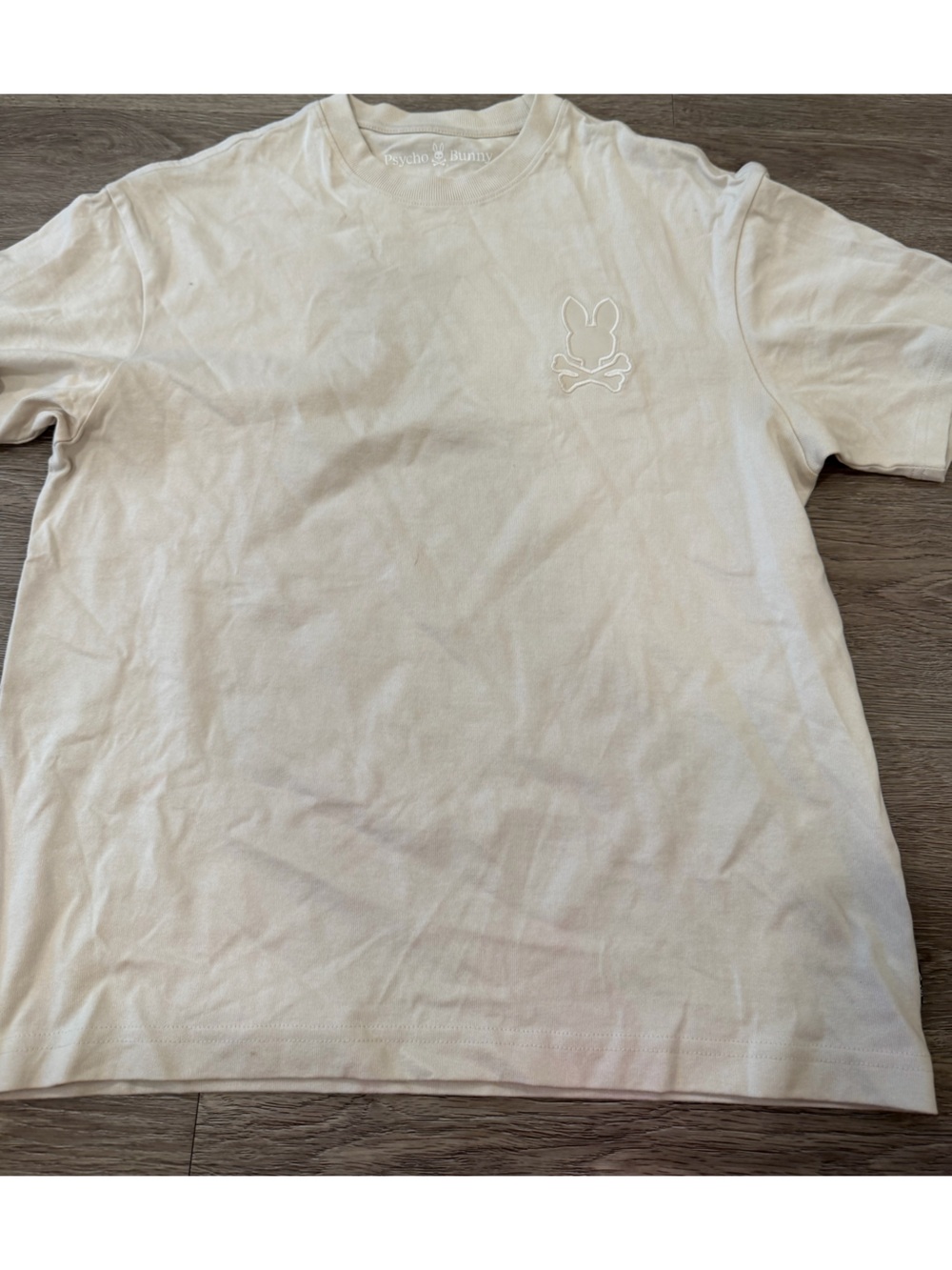 Psycho Bunny Cream Short Sleeve Crewneck Tee with Tonal Logo